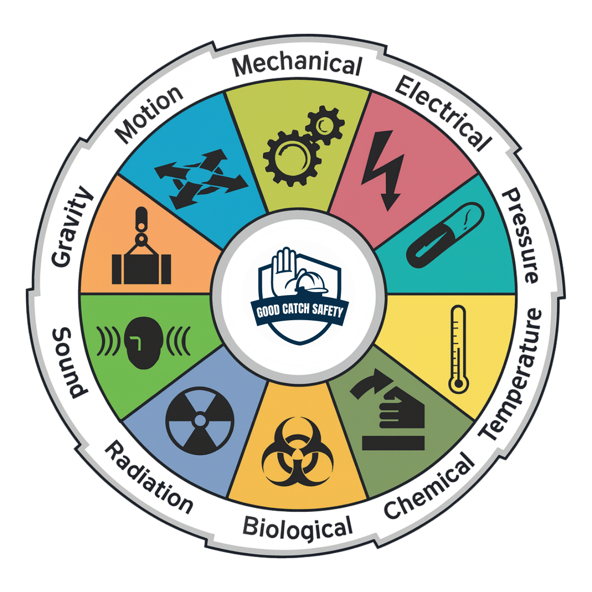 OSHA-aligned hazard categories wheel showing workplace safety categories